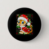 Tiger Xmas Sweater Style Ugly Santa Tiger Christma Button (Vorderseite)