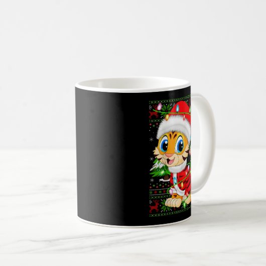 Tiger Xmas Sweater Style Ugly Santa Tiger Christma Kaffeetasse (VorderseiteRechts)