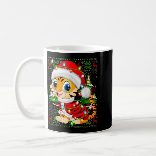 Tiger Xmas Sweater Style Ugly Santa Tiger Christma Kaffeetasse (Links)