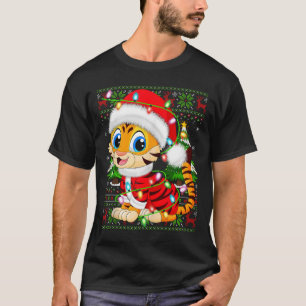 Tiger Xmas Sweater Style Ugly Santa Tiger Christma T-Shirt