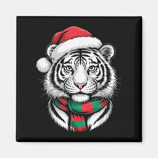 Tiger Xmas Weihnachtsmannmütze Weihnachtskostüme Magnet (Vorne)