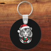 Tiger Xmas Weihnachtsmannmütze Weihnachtskostüme Schlüsselanhänger (Vorderseite)