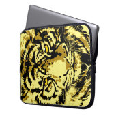 Tiger Yellow | Farbenfrohe Tiger Beige Laptop-Box Laptopschutzhülle (Vorderseite Links)