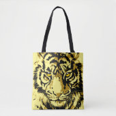 Tiger Yellow | Farbige Tiger Beige Tote Bag Tasche (Vorderseite)