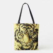 Tiger Yellow | Farbige Tiger Beige Tote Bag Tasche (Rückseite)