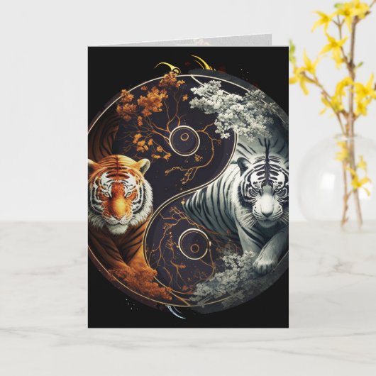 Tiger Yin Yang Grafikkarte Karte (Gelbe Blume)