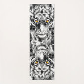 Tiger Yoga Mat Zeichnend Schwarz-Weiß - Große Katz Yogamatte (Vorderseite)