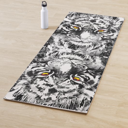 Tiger Yoga Mat Zeichnend Schwarz-Weiß - Große Katz Yogamatte (Beispiel)