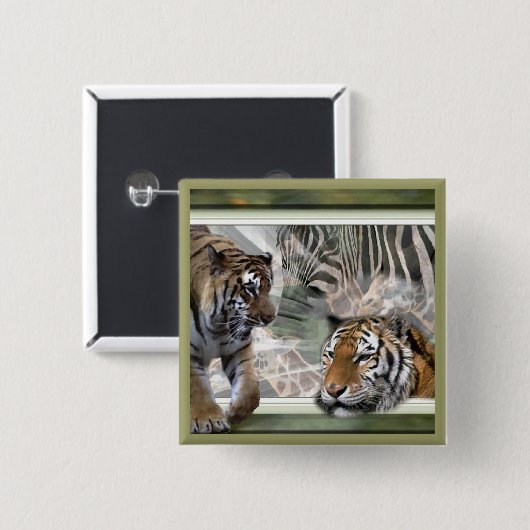 Tiger, Zebra, Giraffe, Liebesgeschenke Button (Vorne & Hinten)