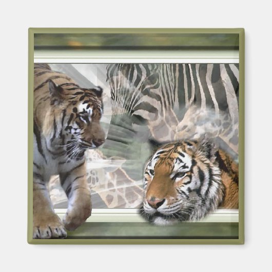 Tiger, Zebra, Giraffe, Liebesgeschenke Magnet (Vorne)