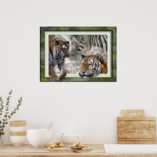 Tiger, Zebra, Giraffe, Liebesgeschenke Poster (Küche)