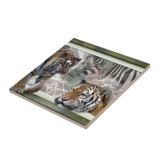 Tiger, Zebra, Giraffe, Urwald Fliese (Seite)