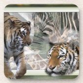 Tiger, Zebra, Giraffe, Urwald Getränkeuntersetzer (Vorderseite)
