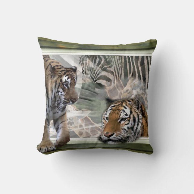 Tiger, Zebra, Giraffe, Urwald Kissen (Vorderseite)