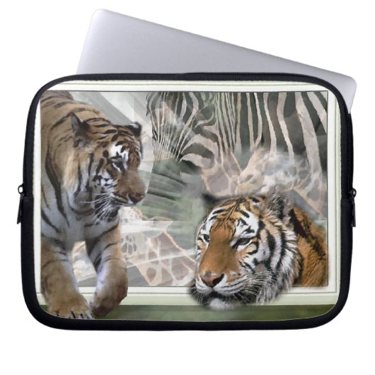 Tiger, Zebra, Giraffe, Urwald Laptopschutzhülle (Vorderseite)