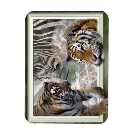 Tiger, Zebra, Giraffe, Urwald Magnet (Vertikal)