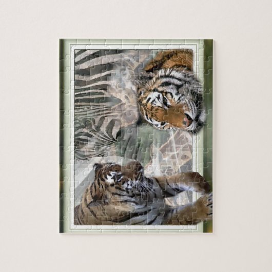 Tiger, Zebra, Giraffe, Urwald Puzzle (Vertikal)