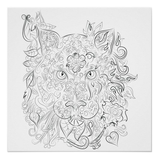 Tiger zeichnend Farbposter für Erwachsene Poster (Vorderseite)