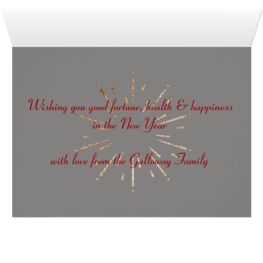 Tiger Zodiac Welcome 2022 Custom Gold Glitzer Card (Innenansicht Horizontal (Unten))