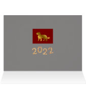 Tiger Zodiac Welcome 2022 Custom Gold Glitzer Card (Innenansicht Horizontal (Oben))