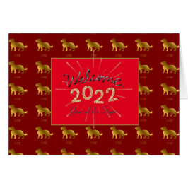 Tiger Zodiac Welcome 2022 Custom Gold Glitzer Card