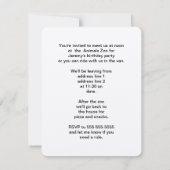 Tiger Zoo Geburtstagsparty Einladungen (Rückseite)