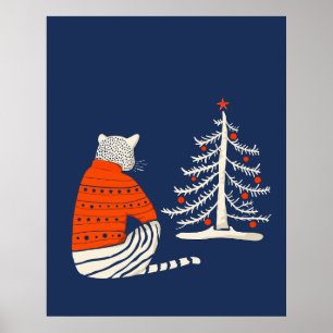 Tiger zu Weihnachten Gewartet Poster