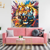 Tigerangriff Leinwanddruck (Insitu (Wohnzimmer))