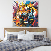 Tigerangriff Leinwanddruck (Insitu (Schlafzimmer))