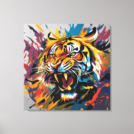 Tigerangriff Leinwanddruck (Vorderseite)