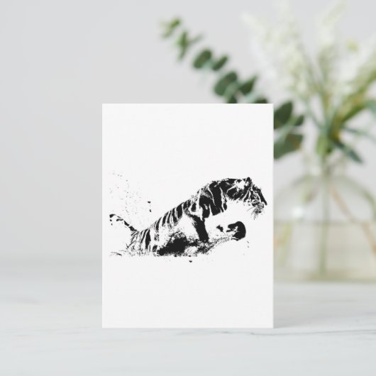 Tigerangriff Postkarte (Stehend Vorderseite)
