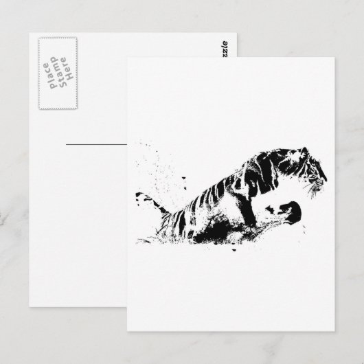 Tigerangriff Postkarte (Vorne/Hinten)