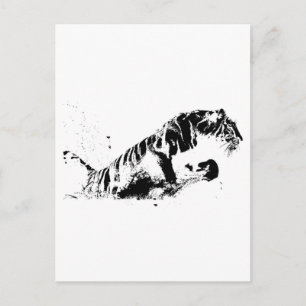 Tigerangriff Postkarte