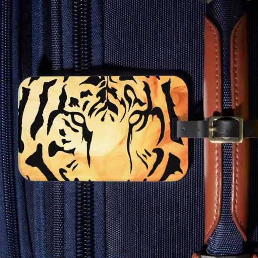 Tigeraugen in schwarzer Silhouette Gepäckanhänger (Vorderseite Insitu 4)
