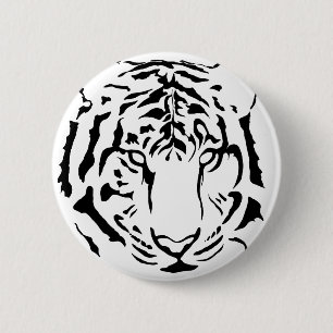 Tigeraugen und Streifen Silhouette Button