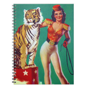 Tigerbändigerin Pin-Up Girl Notizblock