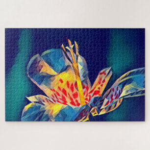 Tigerblume in Blau Puzzle