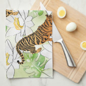 Tigerblumenmuster Geschirrtuch (Viertel Falte)