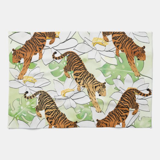 Tigerblumenmuster Geschirrtuch (Horizontal)