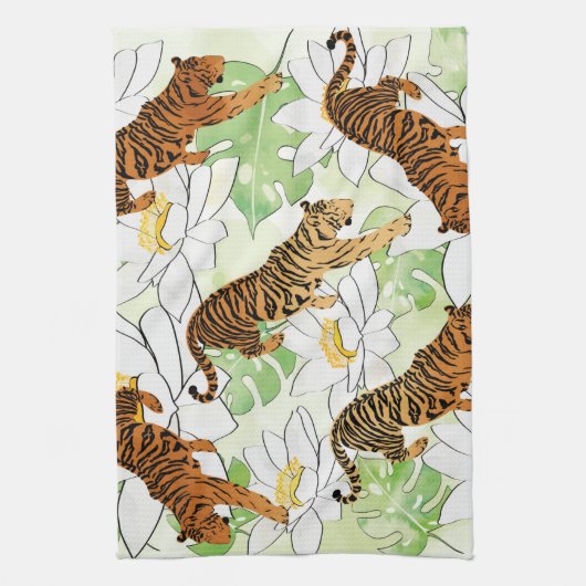 Tigerblumenmuster Geschirrtuch (Vertikal)