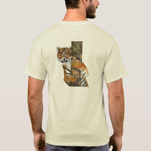 Tigerdesign Akryllische Malerei T-Shirt (Rückseite)