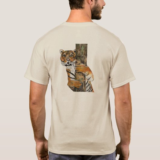 Tigerdesign Akryllische Malerei T-Shirt (Rückseite)