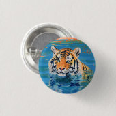 Tigerdesign, bemalt, farbenfrohe Kunst Button (Vorne & Hinten)