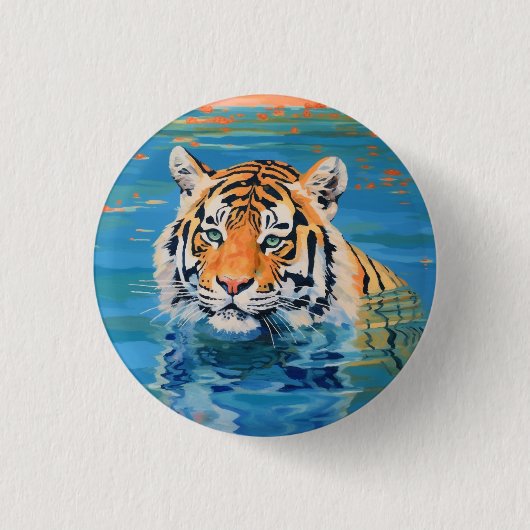 Tigerdesign, bemalt, farbenfrohe Kunst Button (Vorderseite)