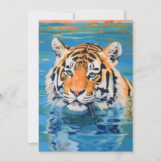 Tigerdesign, bemalt, farbenfrohe Kunst Einladung (Vorderseite)
