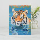 Tigerdesign, bemalt, farbenfrohe Kunst Einladung (Stehend Vorderseite)