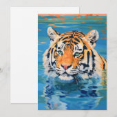 Tigerdesign, bemalt, farbenfrohe Kunst Einladung (Vorne/Hinten)