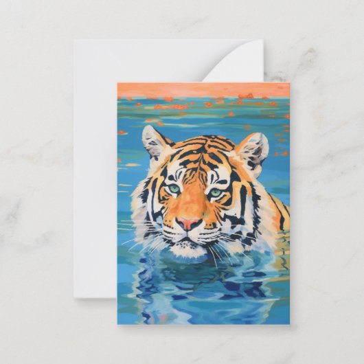Tigerdesign, bemalt, farbenfrohe Kunst Mitteilungskarte (Vorderseite)