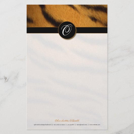 Tigerdruck; Monogramm Briefpapier (Vorderseite)