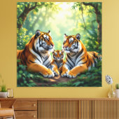 Tigerfamilie im Einklang der Natur Leinwanddruck (Insitu (Wohnzimmer))